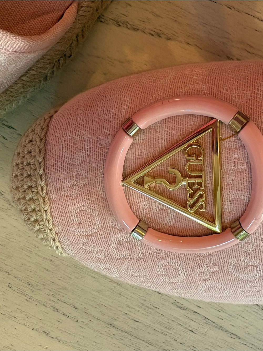 GUESS Pink Logo Espadrille Sandals with Ankle Strap and Jute Trim - Picture 8 of 10